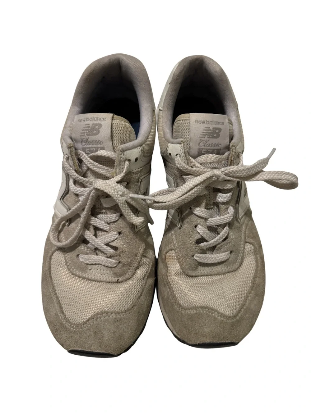 New Balance Grey & White Suede Mesh Sneakers - Picture 2 of 5